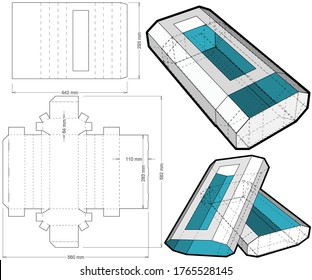 Hexagonal self assembly packaging and Die-cut Pattern. The .eps file is full scale and fully functional. Prepared for real cardboard production.