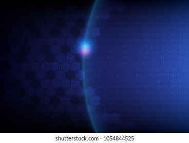 Hexagonal set on spherical light with digit pass code, Technology abstract, Sci-Fi and engineering concept, Vector illustration background, Backdrop, wallpaper, template.