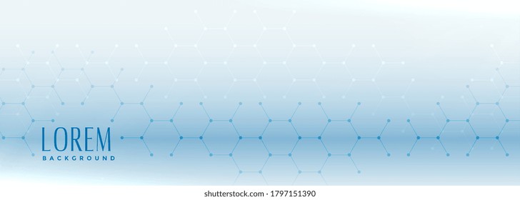 diseño de banner ancho azul de forma hexagonal