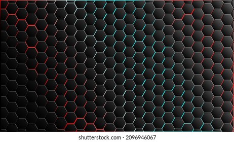 Hexagonal shape elements on glowing background