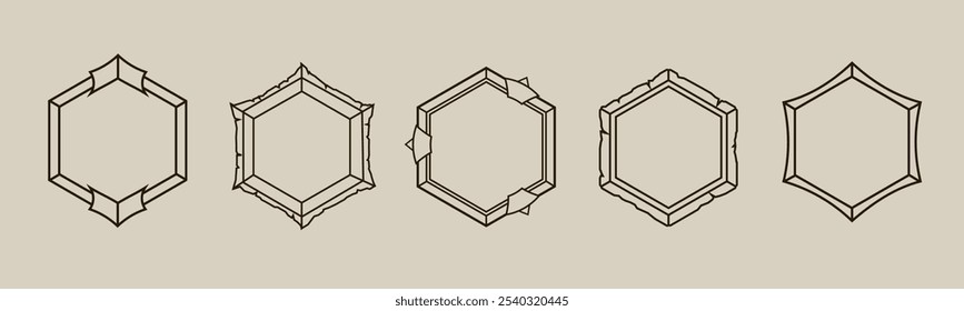 Forma hexagonal com geometria sagrada, apresentando símbolos espirituais e desenhos paranormais para decoração mágica e esotérica.