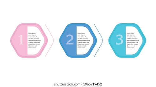 hexagonal shape three steps modern infographic template