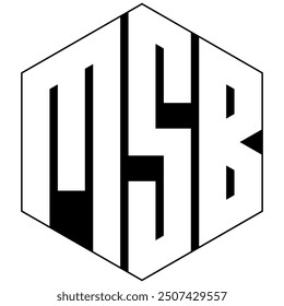 Diseño de logotipo de Vector monograma de 3 letras en forma hexagonal basado en letras MSB para Identificación personal o empresarial.