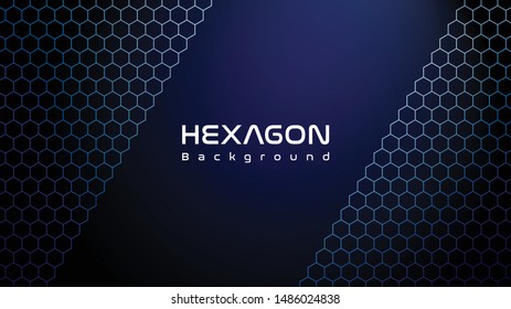 Hexagonal shapes background. dark blue color gradient. Eps10 Vector.
