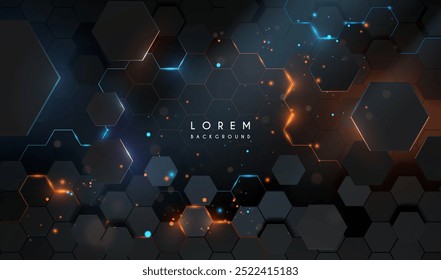 Fondo de Formas hexagonales con efectos de luz