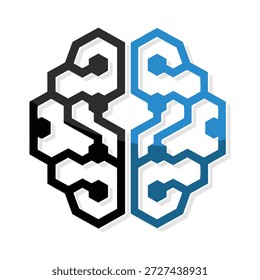 Formas hexagonales que forman las letras S y S en colores negro y azul lado a lado