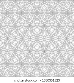 Hexagonal shapes pattern. Beautiful black oriental ornaments on white background. Abstract geometry art. Design for print on tiles, coloring book textile, carpet. Vector illustration. Luxury wallpaper