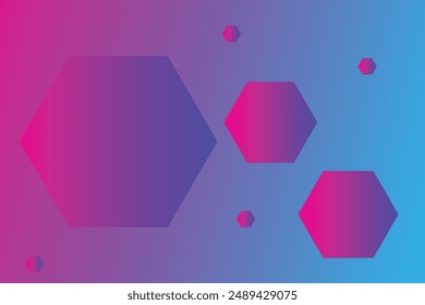 Formas hexagonales en rosa y azul sobre un fondo degradado que cambia de rosa a azul
