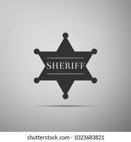 Hexagonal sheriff star icon isolated on grey background. Sheriff badge symbol. Flat design. Vector Illustration