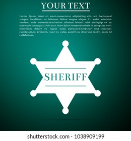 Hexagonal sheriff star icon isolated on green background. Sheriff badge symbol. Flat design. Vector Illustration