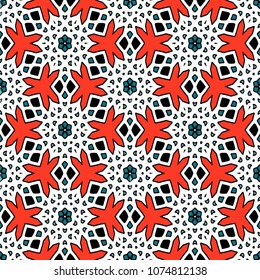 Hexagonal simmetry vector ornaments. Geometric pattern for ceramic tile, surface design, textiles, printing, wallpaper.The endless texture with abstract stars.