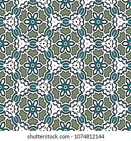 Hexagonal simmetry vector ornaments. Geometric pattern for ceramic tile, surface design, textiles, printing, wallpaper.The endless texture with abstract stars.