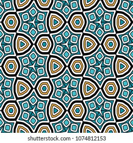 Hexagonal simmetry vector ornaments. Geometric pattern for ceramic tile, surface design, textiles, printing, wallpaper.The endless texture with abstract stars.