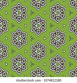 Hexagonal simmetry vector ornaments. Geometric pattern for ceramic tile, surface design, textiles, printing, wallpaper.The endless texture with abstract stars.