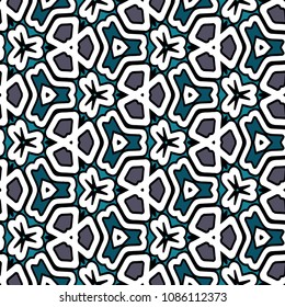 Hexagonal simmetry vector ornaments. Geometric pattern for ceramic tile, surface design, textiles, printing, wallpaper.The endless texture with abstract stars.