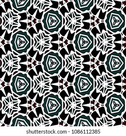 Hexagonal simmetry vector ornaments. Geometric pattern for ceramic tile, surface design, textiles, printing, wallpaper.The endless texture with abstract stars.