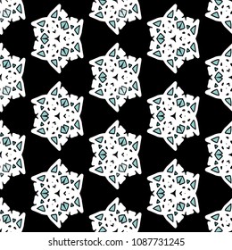 Hexagonal simmetry vector ornaments. Geometric pattern for ceramic tile, surface design, textiles, printing, wallpaper.The endless texture with abstract stars.