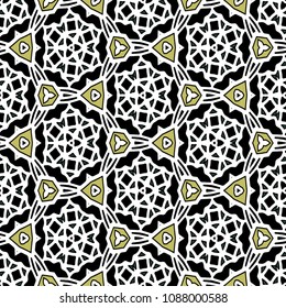 Hexagonal simmetry vector ornaments. Geometric pattern for ceramic tile, surface design, textiles, printing, wallpaper.The endless texture with abstract stars.