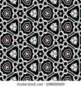 Hexagonal simmetry vector ornaments. Geometric pattern for ceramic tile, surface design, textiles, printing, wallpaper.The endless texture with abstract stars.