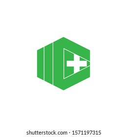 hexagonal simple geometric clear medical logo vector