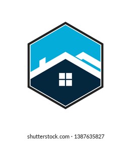 hexagonal simple home vector logo