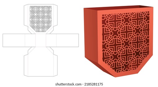 Hexagonal snack container die cut template and 3D mockup