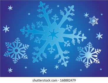 Hexagonal snowflakes in the form of a flower on a light blue based.EPS 10 vector illustration.
