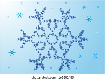 Hexagonal snowflakes in the form of a flower on a light blue based.EPS 10 vector illustration.