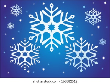 Hexagonal snowflakes in the form of a flower on a light based. EPS10 vector illustration.