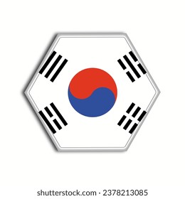 Hexagonal South Korea flag icon vector illustration