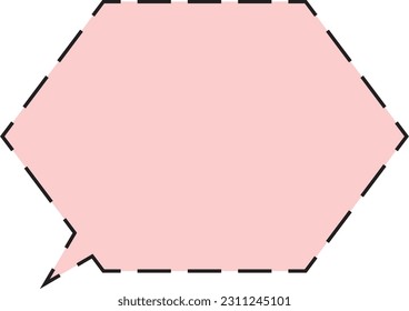 Hexagonal speech bubble Dashed line Red