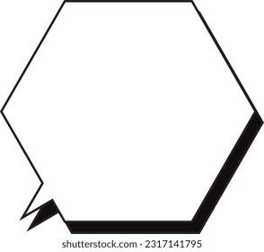 Hexagonal speech bubble with shadow Border only