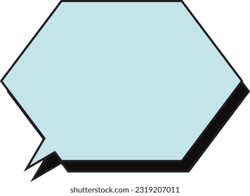 Hexagonal speech bubble with shadow, light blue