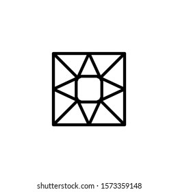 Hexagonal square diamond outline icon is a simple trendy style. Vector logo of gemstone.