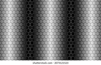 Hexagonal stainless steel background, honeycomb abstract geometric pattern. Grey hexagon carbon fiber texture. Vector illustration