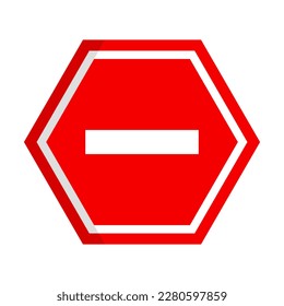 Hexagonal stop sign. No Entry. Traffic regulation. Vector.