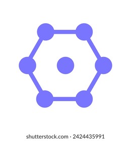 Hexagonal structural lattice. Hexagon crypto symbol, abstract techno element for modern and retro technological design. Simple color vector pictogram isolated on white background