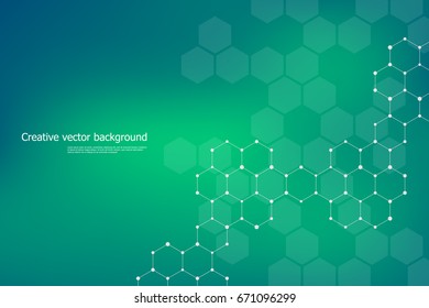 Hexagonal structure molecule dna of neurons system, genetic and chemical compounds, vector illustration