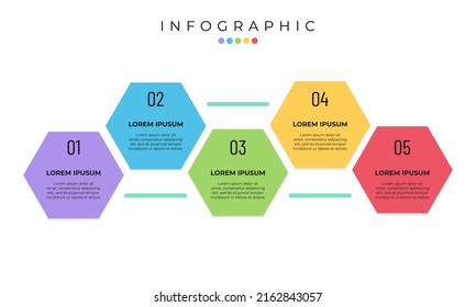 Estilo exagerado cinco pasos plantilla de infografía de negocios