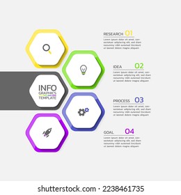 Hexagonal style infographic business template icons design