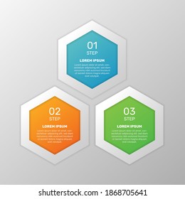 Hexagonal style three steps business infographic template. -  Vector.