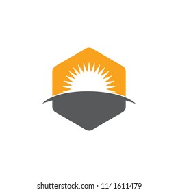 hexagonal sun rise logo vector