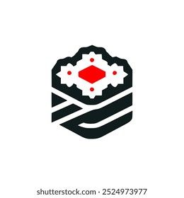 hexagonal sushi food japanese culture logo vector illustration template design