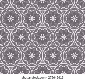Hexagonal symmetry inverse black and white oriental floral pattern vector