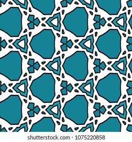 Hexagonal symmetry vector ornaments. Geometric pattern for ceramic tile, surface design, textiles, printing, wallpaper.The endless texture with abstract stars.
