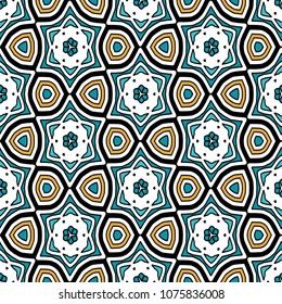 Hexagonal symmetry vector ornaments. Geometric pattern for ceramic tile, surface design, textiles, printing, wallpaper.The endless texture with abstract stars.