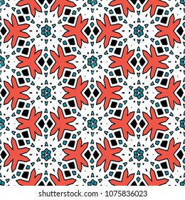 Hexagonal symmetry vector ornaments. Geometric pattern for ceramic tile, surface design, textiles, printing, wallpaper.The endless texture with abstract stars.