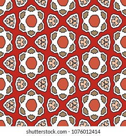 Hexagonal symmetry vector ornaments. Geometric pattern for ceramic tile, surface design, textiles, printing, wallpaper.The endless texture with abstract stars.