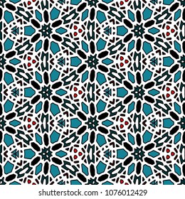 Hexagonal symmetry vector ornaments. Geometric pattern for ceramic tile, surface design, textiles, printing, wallpaper.The endless texture with abstract stars.