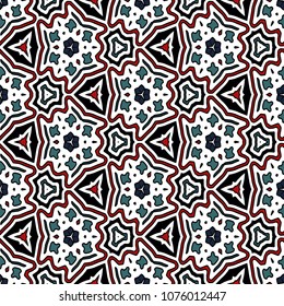 Hexagonal symmetry vector ornaments. Geometric pattern for ceramic tile, surface design, textiles, printing, wallpaper.The endless texture with abstract stars.